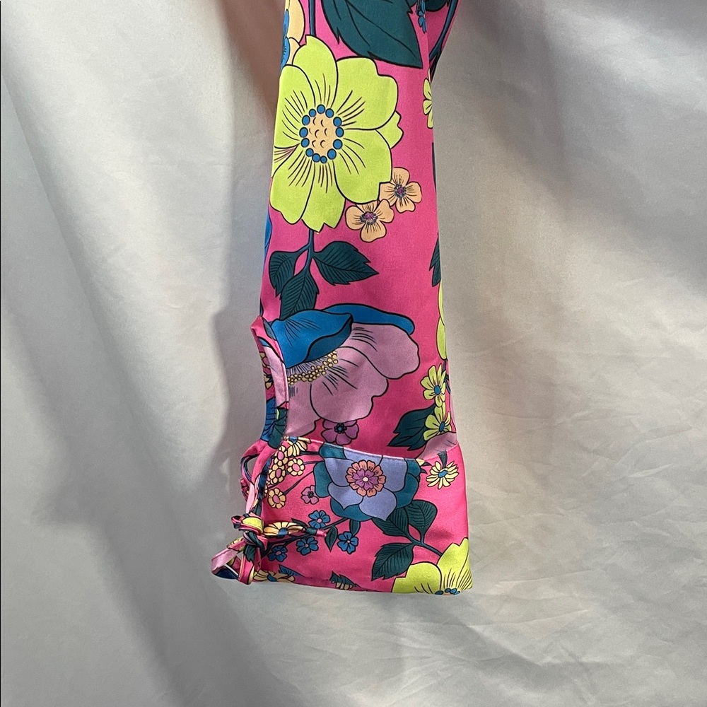 Zara Pink Floral Tie-Front Blouse - Picture 6 of 10